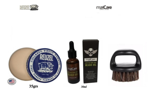 Kit Aceite Barba Cera Reuzel Fiber Cepillo Shampoo Barbero