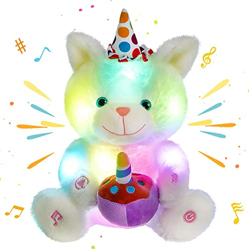 Gato De Cumpleaños Feliz De 12 Pulgadas Peluche De Luz...