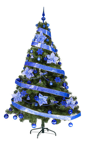 Arbol De Navidad Tronador Lujo 1,80mts Pino Decorado Azul