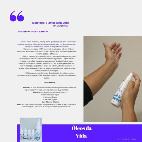6 Óleo Magnésio Transdérmico - Frasco Spray 100ml. Salgado