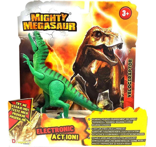 Imagen 2 de 5 de Dinosaurio Velociraptor Mighty Megasaur Luz Y Sonido