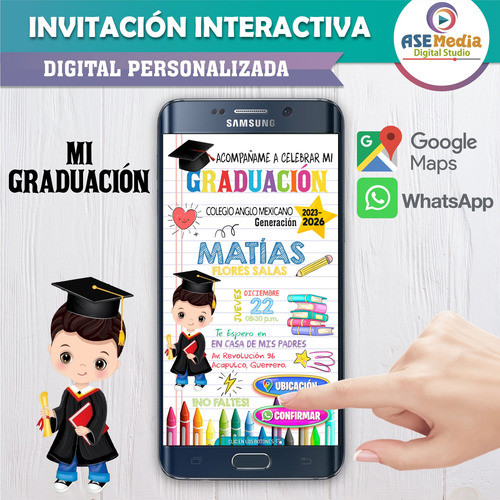 Invitación Digital Mi Graduación Botones Interactivos Mapa Mi Graduación De Kinder Para Niño