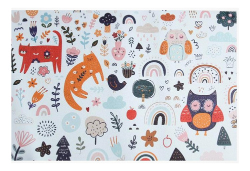 Alfombra Pvc Kids Zoologico Animales  40x60 Cm