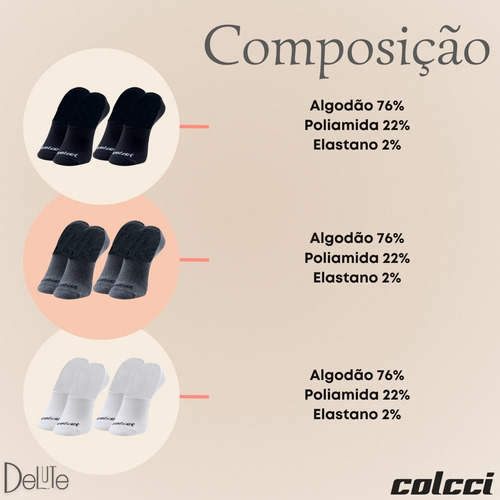 Kit 4 Meias Colcci Sapatilha Super Invisível Com Silicone