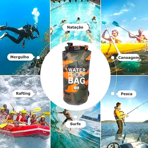 Saco Estanque Prova Agua 10 Litros Mochila Impermeável Bag Cor Laranja