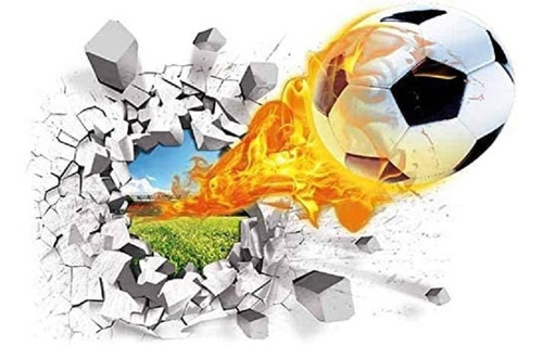 Vinilo Adhesivo Decorativo Pared Rota Pelota Fútbol 3d S260