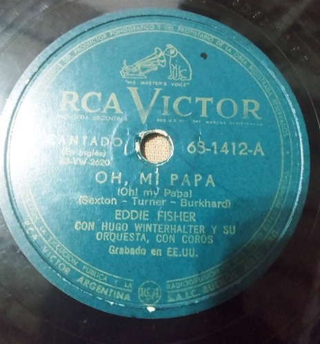 Eddie Fisher Oh Mi Papá -disco Pasta 78rpm Jazz Orq No Envío