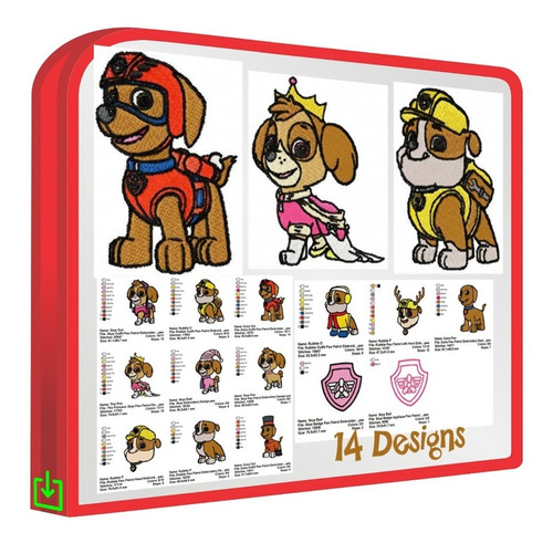 Patrulla Canina Vol.2 Kit De 14 Diseños Bordados Kit Brother