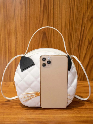 Bolso De Círculo Acolchado Con Gráfico De Dibujos Animados