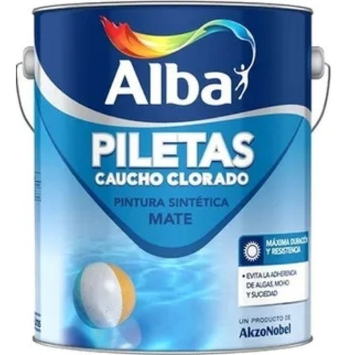 Alba Pintura Pileta Caucho X 1lt Celeste Profundo Pintumm