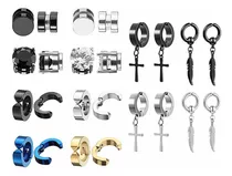 13 Pares Aretes Hombre Falsos Piercing Imán Arracadas Set