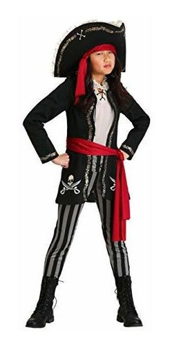 Disfraces -  Gold Queen Girls Pirate Costume Kids Pirate Cap