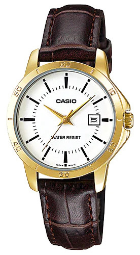 Reloj Casual Casio Ltp-v004gl-7a Damas Correa Cuero Café