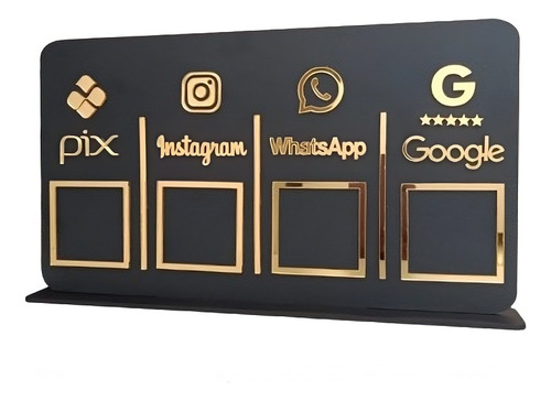 Placa Pix Para Pagamento Com 4 Qr Code Display De Mesa 