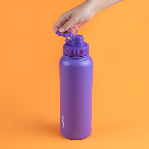 Miniso Termo Con Tapa Enroscable Acero Inoxidable Purpura 14