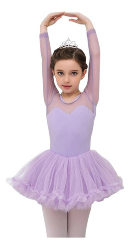 Vestido De Baile Latino Para Niñas Ropa De Ballet De Manga