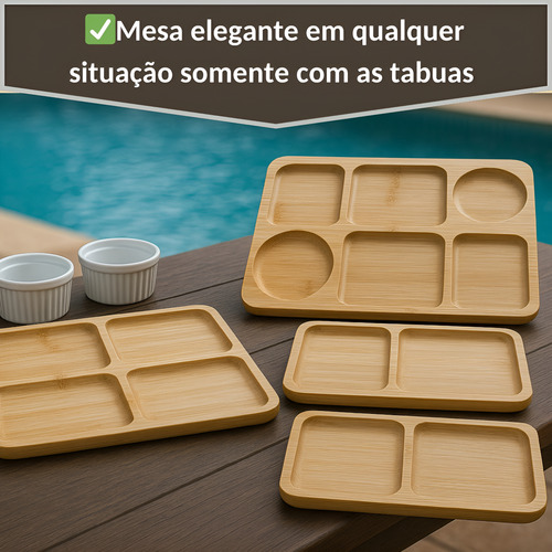 Petisqueira Tabua Ramekin Bambu Frios Churrasco Petisco Kit