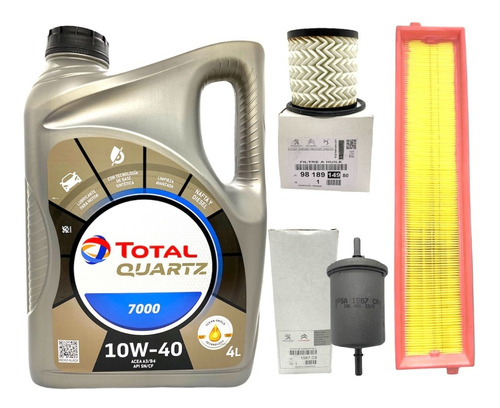 Kit 3 Filtros + Aceite 10w40 Total 7000 Peugeot 207 1.6 16v