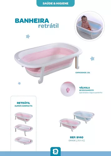 Banheira Bebe Infantil Retratil 30kg Pimpolho Menino Menina Dobrável Em  Silicone 33 Litros - Banheira de Bebê - Magazine Luiza