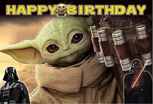 Tela De Fondo Decoración Cumpleaños Baby Yoda Star Wars