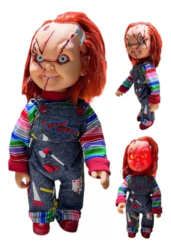 Muñeco Diabolico Chucky Sonido Y Luz Articulado Cara Cortada