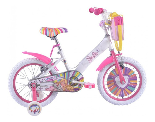 Bicicleta Barbie Niña Rodado 16 Color Blanco