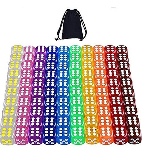 Dado Juego [100 Piezas] Juego De Dados De 6 Caras 10 Colores