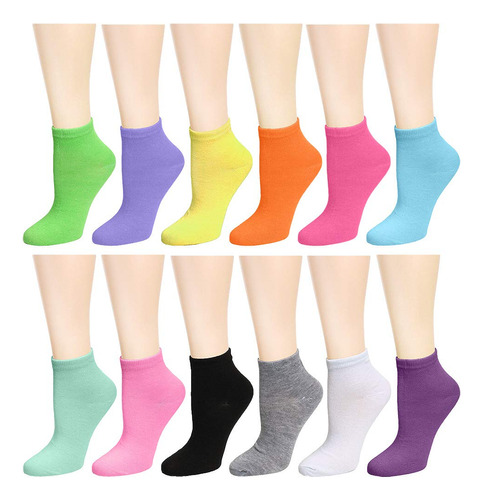 Paquete De 12 Calcetines Para Mujer, Varios Colores Tamano 9