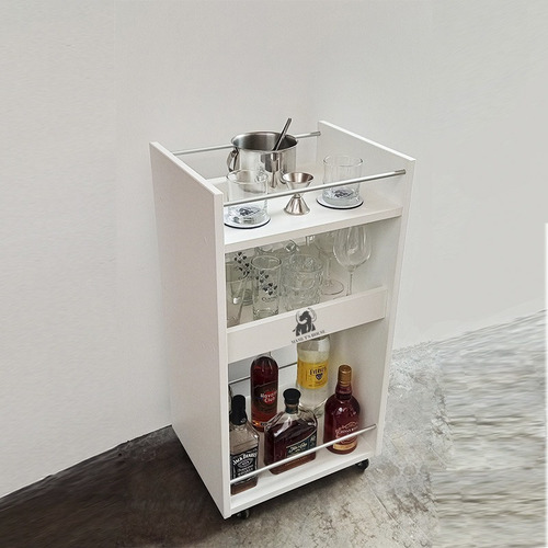 Imagen 2 de 2 de Minibar De Melamina Con Ruedas En Color Blanco