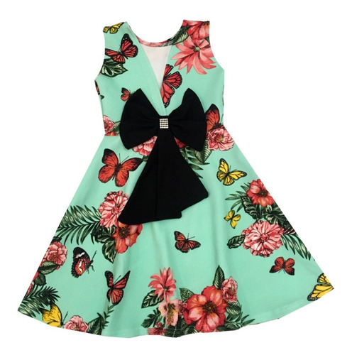 Vestido Infantil Moda Kids Rodado Laço Atacado Promoção
