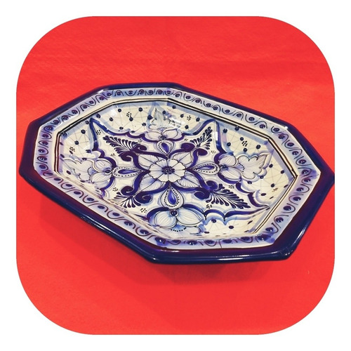 Ensaladera Octágonal Azul De Talavera Poblana Eg Az