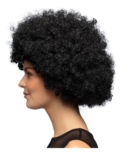 Peluca Afro Negra De Cotillón Noche De La Nostalgia Disfraz