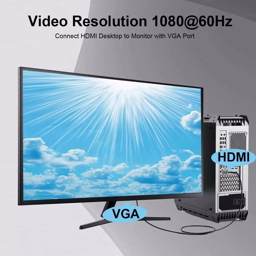 Cable Convertidor Adaptador Video Hdmi A Vga Macho A Macho Cable Auxiliardisplay Port Cable Hdmi Steren Joytekk