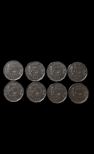 Monedas De Argentina 5 Pesos/años 1961-1968 Serie Completa.