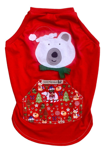 Roupa Cães Cachorro-lolô - Macho - Natal Vermelho Urso - Pet