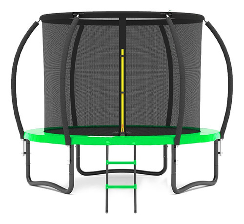 Trampolín Infantil Pumpkin 10ft 3.04m Diámetro Con Escalera Color de la lona de salto Negro Color del cobertor de resortes Verde