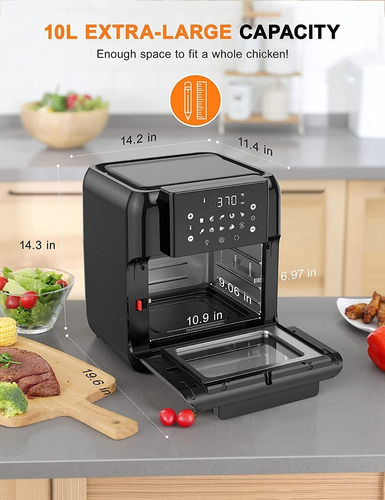 Innsky Freidora De Aire, 10,6 Qt 1500 W Freidora Eléctrica C Color Negro