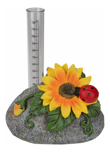 Medidor Lluvia Para Jardin Girasol Mariquita 7.0 in