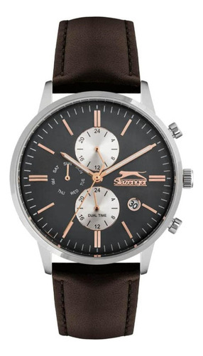 Reloj Slazenger Material Piel Correa Color Café - Análogo