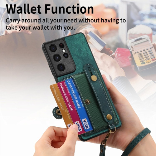 Funda De Cuero Con Pulsera Cruzada Para Samsung
