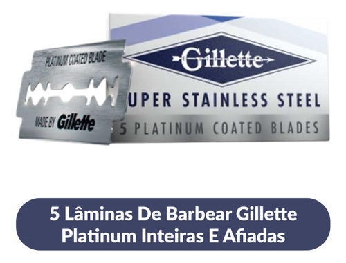 5 Lâminas De Barbear Gillette S Platinum Inteiras E Afiadas