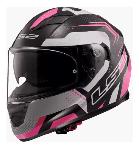 Casco Ls2 Ff320 Negro Mate Rosado Con Lentes - Gkmotos