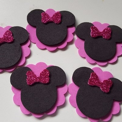 50 Tags / Topper / Aplique Em Eva - Minnie Rosa