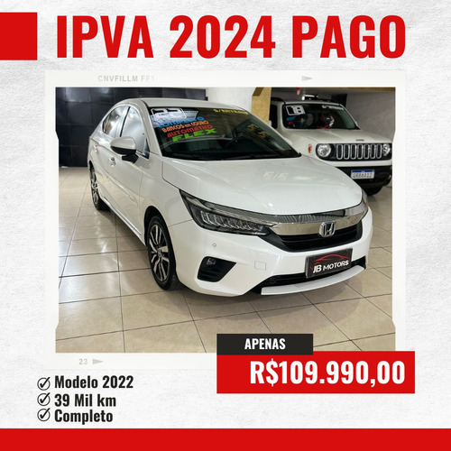 Honda/ City Touring 1.5 Flex Aut 2022/2022 Ipva 2024 Pago