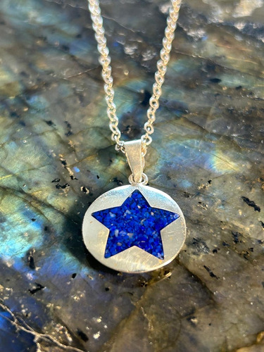 Colgante Estrella Plata Ley 950 Y Lapis Lazuli W39