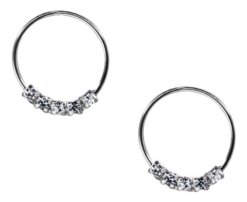 Aros Piercing Septum Circones Blancos Plata Fina 925 + Caja