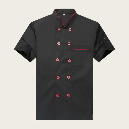 Uniforme De Chef De Color Liso Transpirable De Manga Corta