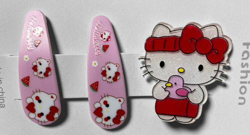 Set 3 Pinches Niña Tictac Acrílico Diseño Hello Gatita Kitty