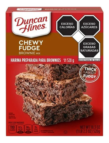 2 Pza Harina Preparada Duncan Hines Chewy Fudge Para Brownie