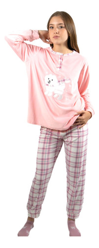 Pijama Plush Mujer Diseño Perrito Puddle En 3 Colores 